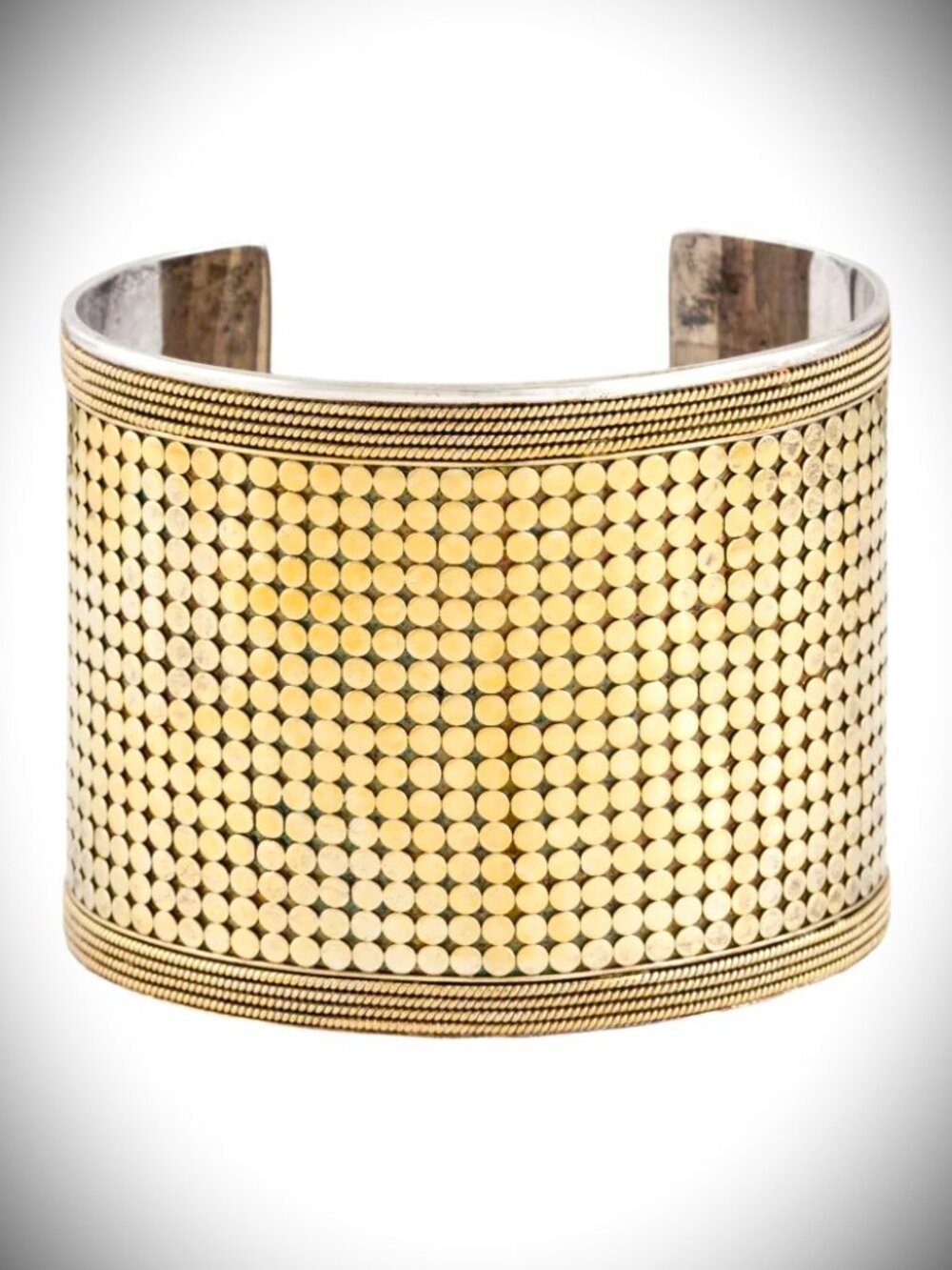 ANNA BECK Dot Collection Sterling Silver Gold Plated Wide Cuff Bracelet